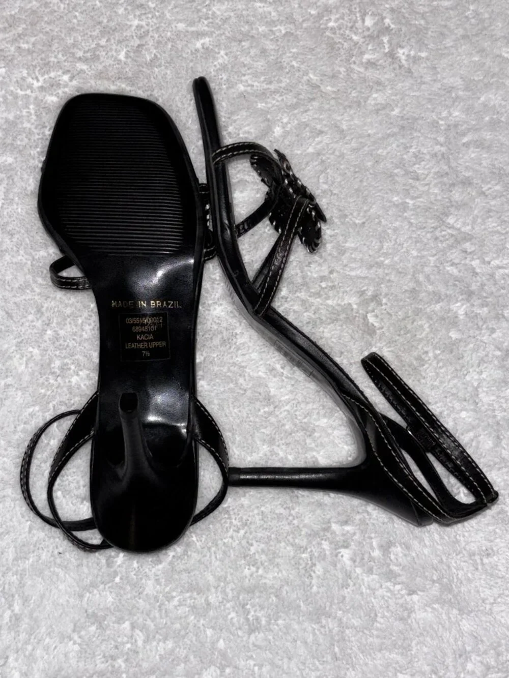 Bruno Valenti Women’s Black Ankle Strap Dress Sandals Floral | Size US 7.5
